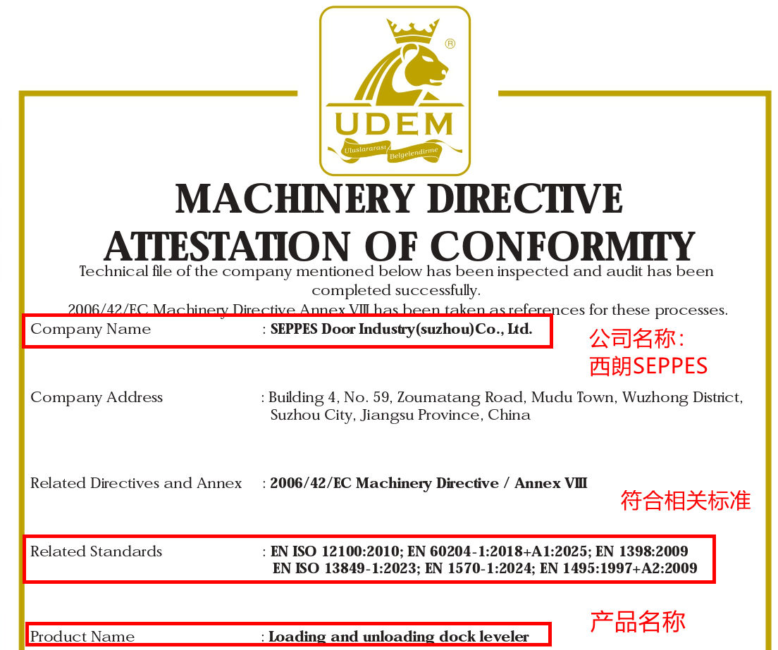 液压卸货平台的CE认证